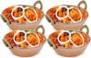 AVS STORES  Set of 4, Indian Copper Serveware Karahi Vegetable Dinner Bowl with Solid Brass Handle for Indian Food, Diameter- 13 cm (5.2 Inches), Silver view 2