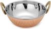 AVS STORES  Set of 4, Indian Copper Serveware Karahi Vegetable Dinner Bowl with Solid Brass Handle for Indian Food, Diameter- 13 cm (5.2 Inches), Silver view 3