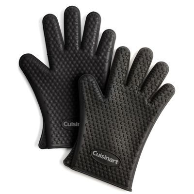 Cuisinart Heat Resistant Silicone Grilling Gloves for Indoor and Outdoor Cooking, Grilling, One Size