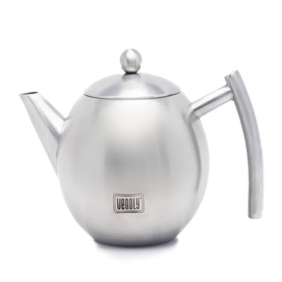 Venoly Stainless Steel Tea Pot With Removable Infuser For Loose Leaf and Tea Bags, Hot Water Fast to Boil, Dishwasher Safe and Heat Resistant (Silver, 1 Quarts/Liters)