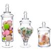 MyGift Clear Glass Apothecary Jars with Lid, Decorative Footed Vase, Candy Buffet Containers Set of 3 view 1
