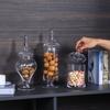 MyGift Clear Glass Apothecary Jars with Lid, Decorative Footed Vase, Candy Buffet Containers Set of 3 view 3