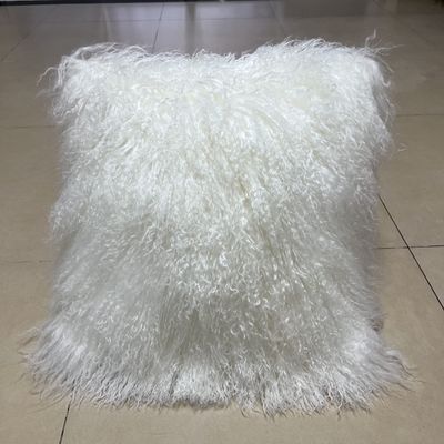 unite down 100% Real Mongolian Lamb Fur Cushion Cover/Pillowcase (20x20inch, White)