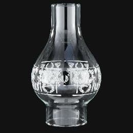 B&P Lamp 3 Inch by 9 1/4 Inch Clear Diana Style Decorated Glass Lamp Chimney for Vintage and Antique Style Globes