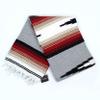 Open Road Goods Heather Gray Mexican Yoga Blanket - Thick Grey Diamond Blanket with Camel, Tan Brown, & Rust Orange Red Clay Stripes view 1