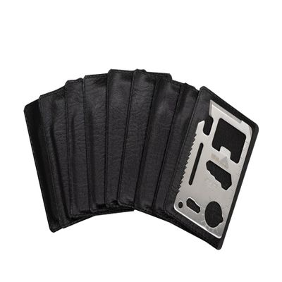 (10 Pack, Silver) Ninja Outdoorsman 11 in 1 Stainless Steel Credit Card Pocket Sized Survival Multi-Functional Gadget Tool - Great Gift or Stocking Stuffer for Camping, Hiking or Emergency