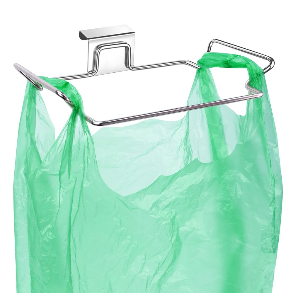 Large Stainless Steel Trash Bag Holder for Kitchen Cabinets Doors and Cupboards, Under Sink Bag Holder, Garbage Bag Holder, Waste Can, Kitchen Trash Cans