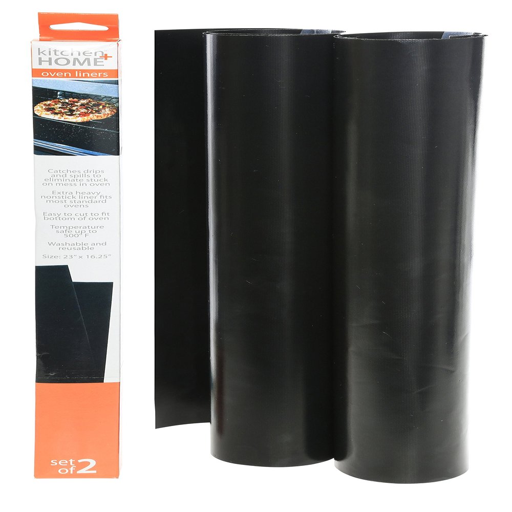 Kitchen + Home Oven Liner Set of 2  Large Heavy Duty 100% PFOA & BPA Free  Non-stick Reusable Oven Liner for Gas, Electric & Microwave Ovens  Works as Baking Mat & Grill Mat