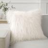 Phantoscope Faux Fur Pillow Cover Decorative Fluffy Throw Pillow Soft Fuzzy Pillow Case Cushion Cover for Bedroom/Couch, Off-White 18 x 18 Inches view 1