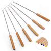 Set of 6 Stainless Steel Fondue Forks, 9.5 Inches Cheese Fondue Sticks Smore Sticks with Wooden Handle Heat Resistant for Chocolate Fountain Cheese Fondue Roast Marshmallows Fruits view 1