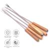 Set of 6 Stainless Steel Fondue Forks, 9.5 Inches Cheese Fondue Sticks Smore Sticks with Wooden Handle Heat Resistant for Chocolate Fountain Cheese Fondue Roast Marshmallows Fruits view 2