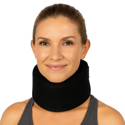 Vive Cervical Collar Neck Brace for Neck Pain and Support for Women & Men - Soft Foam Brace for Pain Relief - Comfortable Corrector Wrap for Posture, Sleeping, Radiculopathy, & Spine (Black, 4 inch)