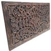Asiana Home Decor Wood Carved Panel. Decorative Thai Wall Relief Panel Sculpture.Teak Wood Wall Hanging in Dark Brown Finish Size 24"x13.5"x0.5" view 1
