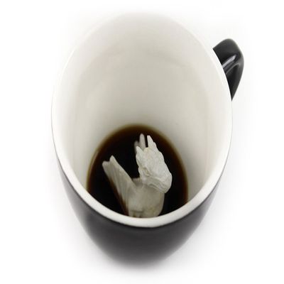 Creature Cups DRAGON Ceramic Cup (11 Ounce, Black) - Hidden 3D Animal Inside Mug Emerges As You Drink - House of Dragon, Holiday, Birthday Drinkware Gift for Fantasy and Coffee & Tea Lovers