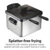 Hamilton Beach Electric Deep Fryer with 3 Baskets and Lid, 4.5 Liters / 19 Cups Oil Capacity, Temperature Control, View Window, Professional Style, 1800 Watts, Stainless Steel (35034) view 3