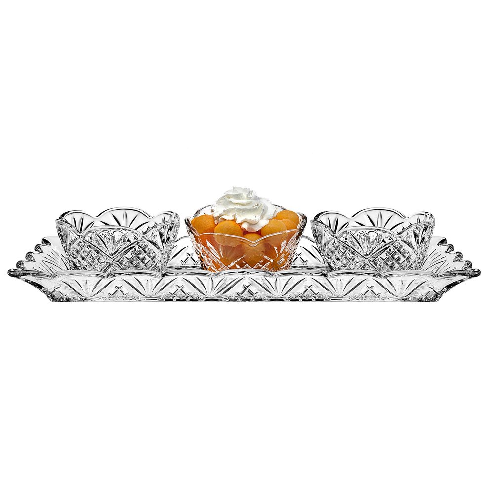 Godinger Dublin Relish Server Tray Set with Tray & Relish Bowls, 4 Piece Set