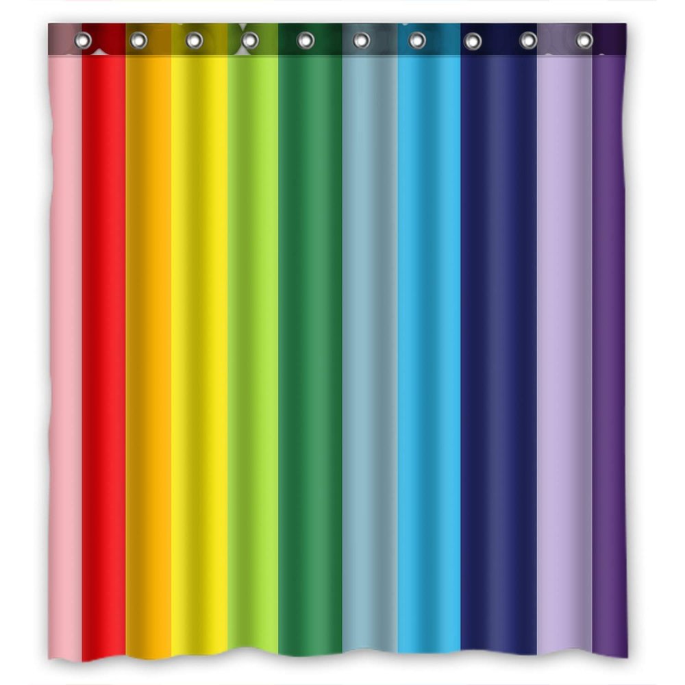 FMSHPON Fresh Simple Abstract Colorful Rainbow Stripes Design Waterproof Polyester Fabric Shower Curtain 60 x 72 Inches