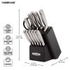 Farberware Self-Sharpening Knife Block Set, 13-Piece Kitchen Knife Set with EdgeKeeper Technology, High-Carbon Stainless Steel Blades, Ergonomic Hollow Handles, Black Wood Block view 2