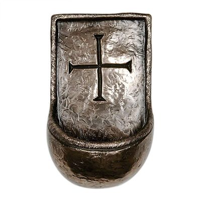 Wild Goose Holy Water Font St. Brigids Cross Resin Cast Coated In Bronze 5 1/2 Inches Tall by 3 1/2 Inches Wide Ready To Hang Made in Ireland