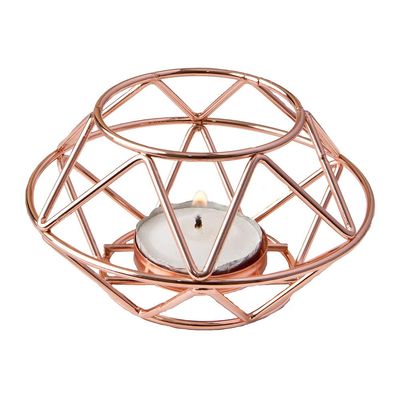 Fashioncraft Geometric Design Rose Gold Metal tealight Candle Holder