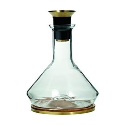 RBT Decanter with Wood Coaster and Micro-Perforated Aerator,Clear