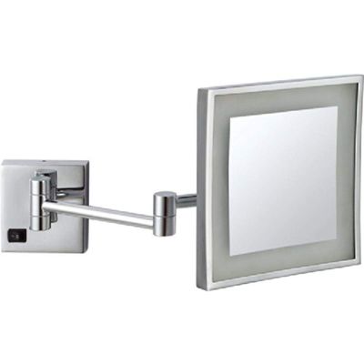 Nameeks AR7701-CR-5x Glimmer Square Wall Mounted LED 5x Magnification Makeup Mirror, Chrome, 8 Inch