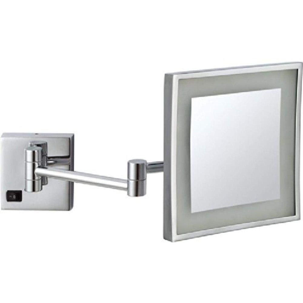 Nameeks AR7701-CR-5x Glimmer Square Wall Mounted LED 5x Magnification Makeup Mirror, Chrome, 8 Inch