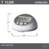 Taylor Digital Timer Counts Up and Down for School, Learning, Projects, and Kitchen Tasks, Super Loud Digital Timer, Gray view 3