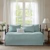 Madison Park Daybed Cover Set - Trendy Design, All Season Luxury Bedding with Bedskirt, Matching Shams, Decorative Pillow, Floral Medallion Quilted Blue 75"x39" 6 Piece view 1