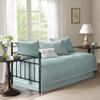 Madison Park Daybed Cover Set - Trendy Design, All Season Luxury Bedding with Bedskirt, Matching Shams, Decorative Pillow, Floral Medallion Quilted Blue 75"x39" 6 Piece view 2