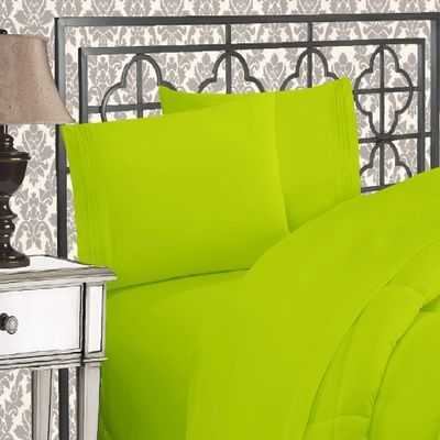 Elegant Comfort 1500 Premier Wrinkle & Fade Resistant Hotel Quality Ultra Soft Luxurious 4-Piece Bed Sheet Set with Deep Pockets, King Lime