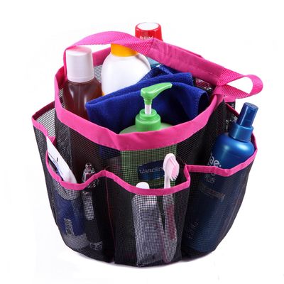 HDE Mesh Shower Caddy Portable - Quick Dry Tote for College, Camp, Bath, Dorm Essentials - Large Center Storage Basket with 7 Outer Pockets & Handles Pink