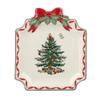 Spode Christmas Tree Ribbons Canape Platter - 6.5-Inch Holiday Serving Plate for Desserts, Appetizers, and Treats - Festive Earthenware Christmas Dinnerware with Gold Accents - Dishwasher Safe view 1