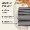 Cal King 6 Piece Sheet Set - Comfy Breathable & Cooling - Ultra Soft Hotel Luxury Bedding Set w/ 8-16 Inch Deep Pockets - 1 Flat & 1 Fitted Sheet & 4 Pillowcases - Wrinkle Free & Easy Care - Dark Grey view 2