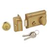 SUMBIN Night Latch Deadbolt Rim Lock,Antique Locks with Keys for Front Door,Gold Finish view 1