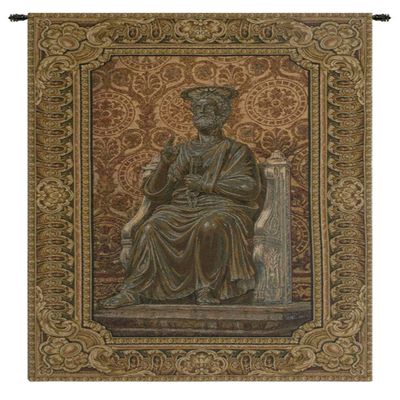 Charlotte Home Furnishings Inc. Bronze Statue Of St. Pietro Italian Tapestry Wall Hanging 38 X 25 Inch Viscose Cotton And Polyester Blend Wall Art Perfect For Home Decor And Wall Decor