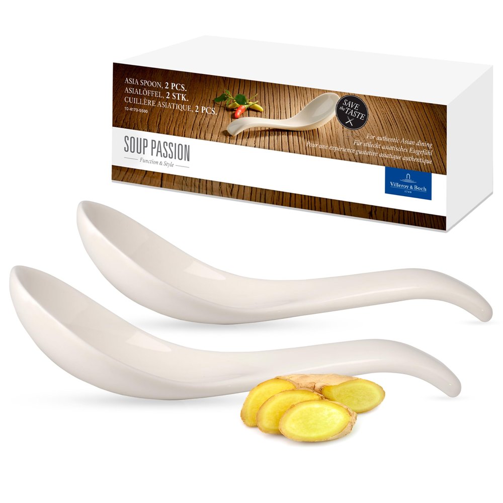 Villeroy & Boch Soup Passion Asia Spoon Set, Porcelain, White, 5.75 in