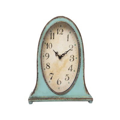 Creative Co-Op Metal Mantel Clock with Aqua Finish