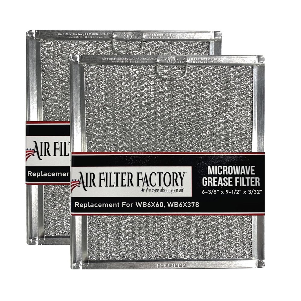 Air Filter Factory Grease Filter WB6X60, WB6X378, PS255316, WB6X10482, 264821, AP2016174 Replacement For GE Microwave Oven Aluminum Mesh Grease Filters 2-Pack
