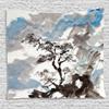 Ambesonne Japanese Tapestry, Depiction of Pine Tree Landscape on Hill Mountain with Rough Blasts, Wide Wall Hanging for Bedroom Living Room Dorm, 60" X 40", Blue Grey view 1