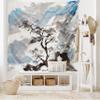 Ambesonne Japanese Tapestry, Depiction of Pine Tree Landscape on Hill Mountain with Rough Blasts, Wide Wall Hanging for Bedroom Living Room Dorm, 60" X 40", Blue Grey view 2