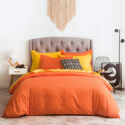 SUSYBAO Burnt Orange Duvet Cover King 100% Cotton 3 Pcs Set 1 Farmhouse Orange Duvet Cover with Zipper Ties 2 Pillow Shams Soft Vivid Burnt Orange Warm Bedding Set for Winter