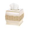 Creative Scents Shannon Tissue Box Cover Square - Decorative Tissue Box Holder for Bathroom - Beige and Gold Tissue Cover with Durable Bottom Slider view 1