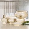 Creative Scents Shannon Tissue Box Cover Square - Decorative Tissue Box Holder for Bathroom - Beige and Gold Tissue Cover with Durable Bottom Slider view 2