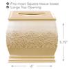 Creative Scents Shannon Tissue Box Cover Square - Decorative Tissue Box Holder for Bathroom - Beige and Gold Tissue Cover with Durable Bottom Slider view 4