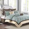 Madison Park Cozy Comforter Set Casual Modern Design All Season, Matching Bed Skirt, Decorative Pillows, King (104 x 92 in), Blue, 9 Piece view 3