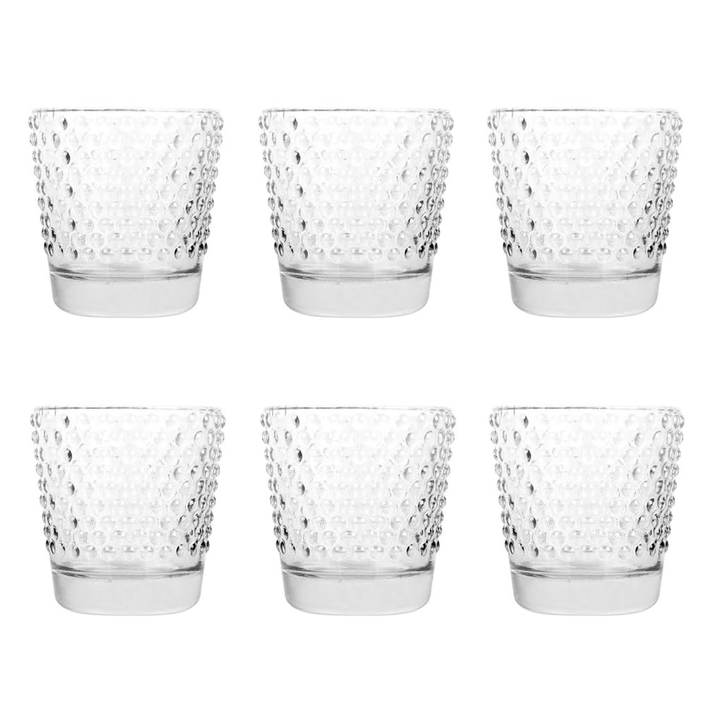 Koyal Wholesale Hobnail Glass Candle Holder (Pack of 6), 2.5 x 2.4