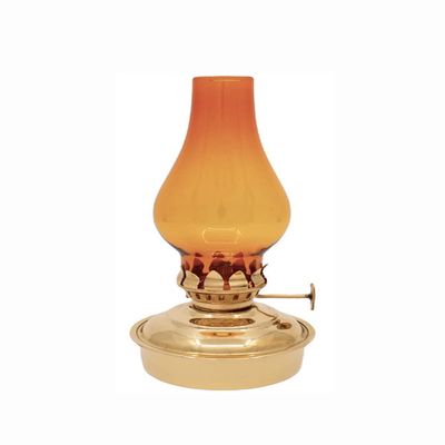 Vermont Lanterns Brass Mini Small Oil Lamp 6.5" (Brass with Amber Glass)