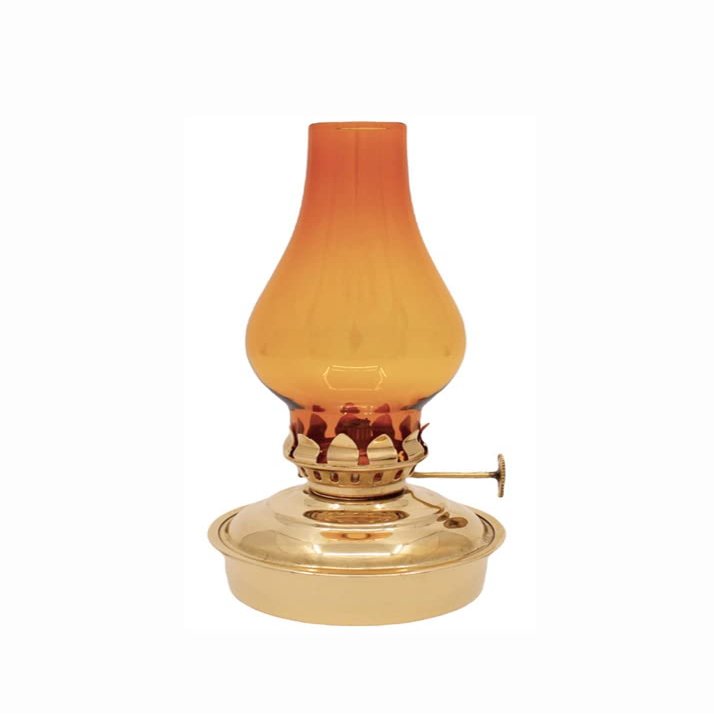 Vermont Lanterns Brass Mini Small Oil Lamp 6.5" (Brass with Amber Glass)