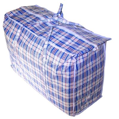 Cotton Fly Jumbo Plastic Checkered Storage Laundry Shopping Bags W. Zipper & Handles Size=27" x 25" x5" (6 Pack)